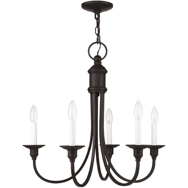 HomeRoots Bronze Five-Light Dimmable Chandelier with Elegant Cylinder Shades for Ambient Home Lighting 687709
