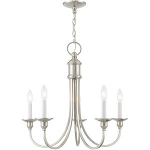 HomeRoots Five Light Dimmable Chandelier - Modern Cylinder Shades for Elegant Ambiance & Versatile Placement 687710