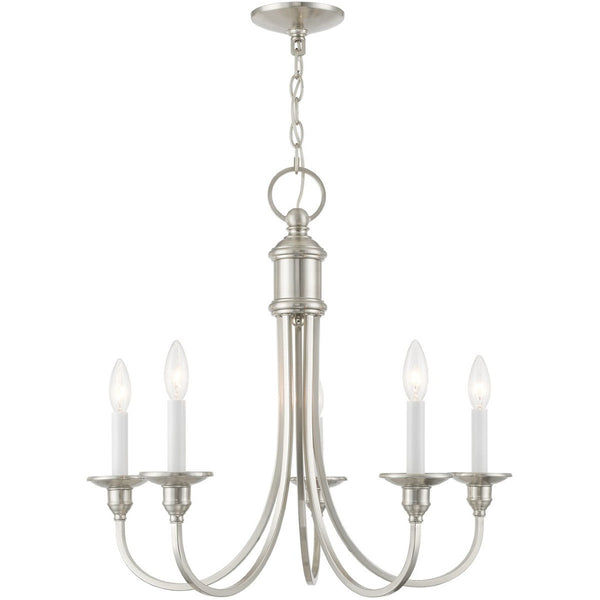 HomeRoots Five Light Dimmable Chandelier - Modern Cylinder Shades for Elegant Ambiance & Versatile Placement 687710