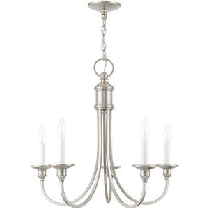 HomeRoots Five Light Dimmable Chandelier - Modern Cylinder Shades for Elegant Ambiance & Versatile Placement 687710