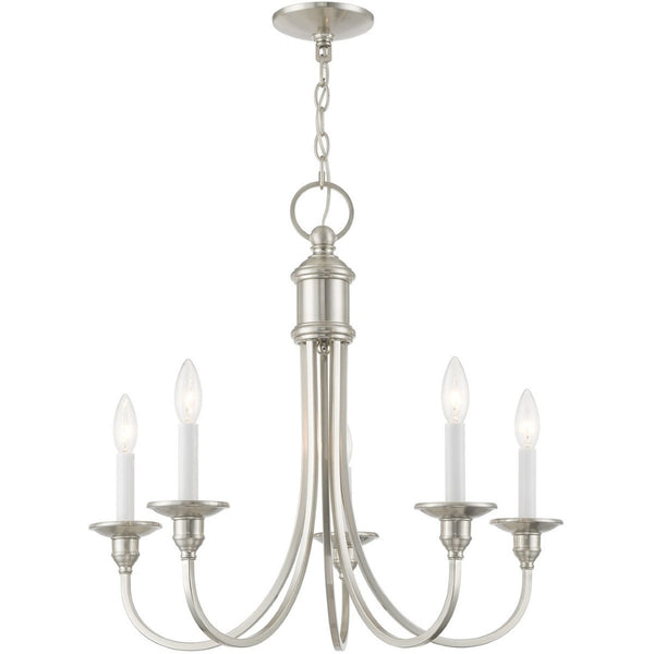 HomeRoots Five Light Dimmable Chandelier - Modern Cylinder Shades for Elegant Ambiance & Versatile Placement 687710