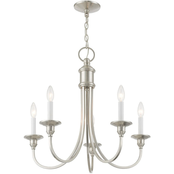HomeRoots Five Light Dimmable Chandelier - Modern Cylinder Shades for Elegant Ambiance & Versatile Placement 687710