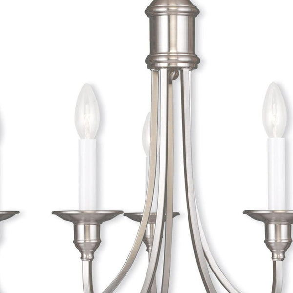HomeRoots Five Light Dimmable Chandelier - Modern Cylinder Shades for Elegant Ambiance & Versatile Placement 687710