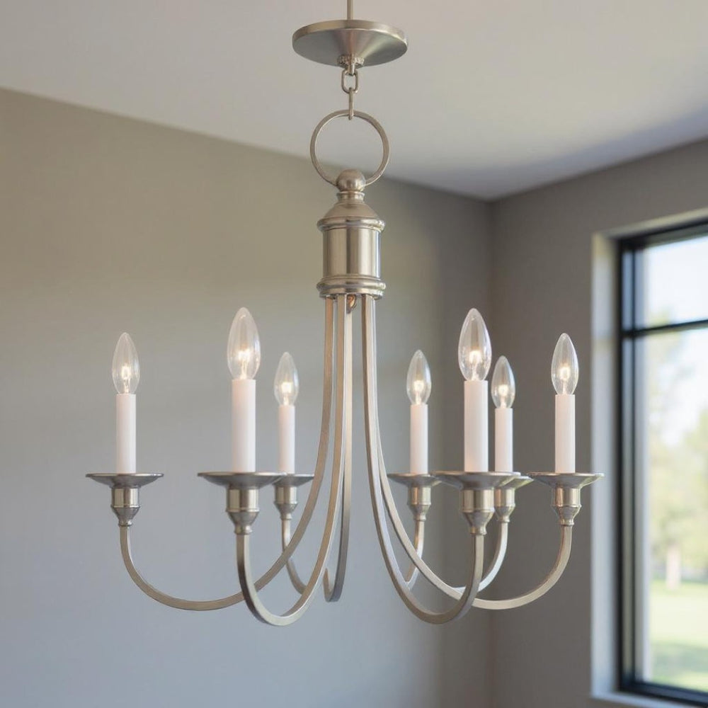 HomeRoots Five Light Dimmable Chandelier - Modern Cylinder Shades for Elegant Ambiance & Versatile Placement 687710