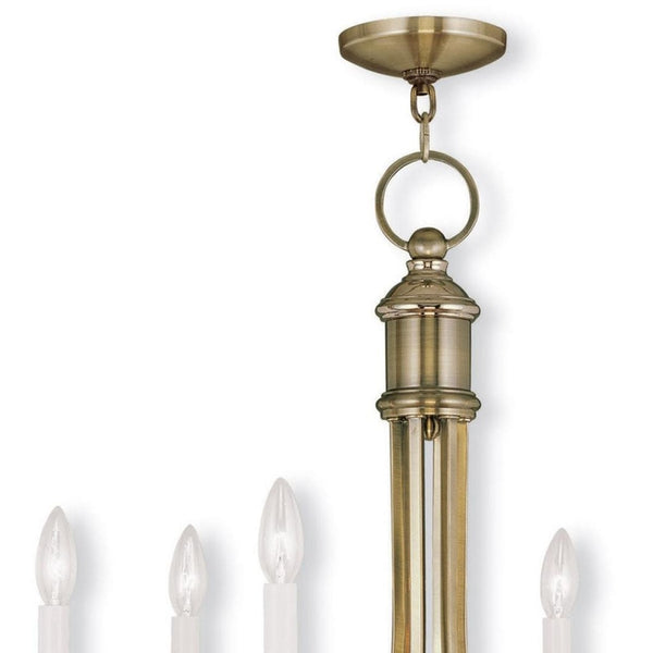 HomeRoots Antiqued Brass Six-Light Dimmable Chandelier – Elegant Metal Fixture with Stylish Steel Shades 687711