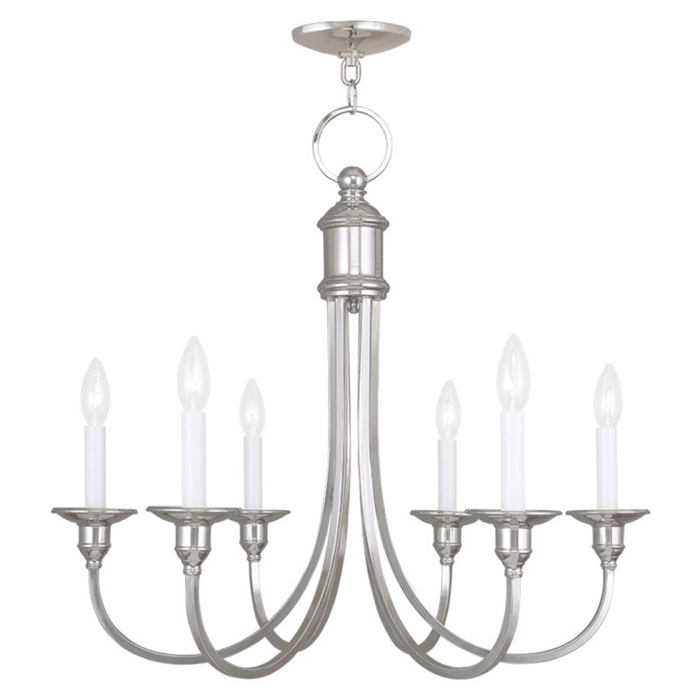 HomeRoots Nickel Six-Light Dimmable Chandelier with Stylish Cylinder Shades for Modern Home Elegance 687712