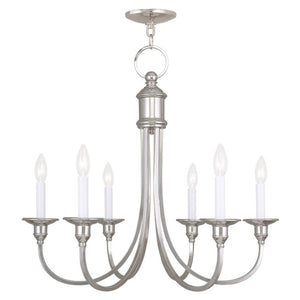 HomeRoots Nickel Six-Light Dimmable Chandelier with Stylish Cylinder Shades for Modern Home Elegance 687712