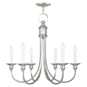 HomeRoots Nickel Six-Light Dimmable Chandelier with Stylish Cylinder Shades for Modern Home Elegance 687712