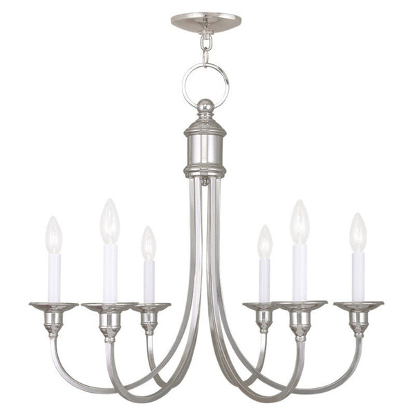 HomeRoots Nickel Six-Light Dimmable Chandelier with Stylish Cylinder Shades for Modern Home Elegance 687712