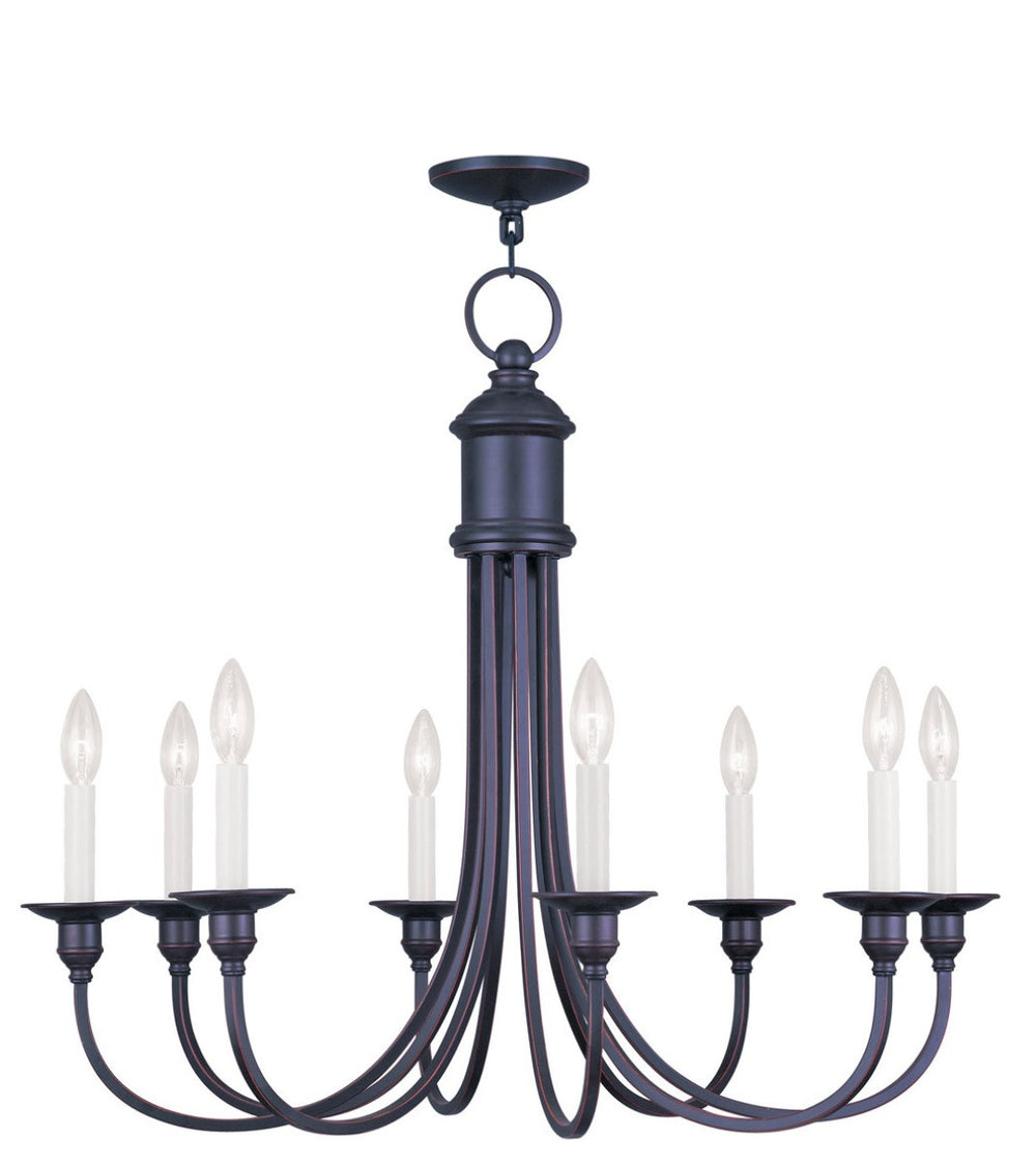 HomeRoots Bronze Eight-Light Dimmable Chandelier – Elegant Cylinder Design for Dining Rooms & Living Spaces 687713