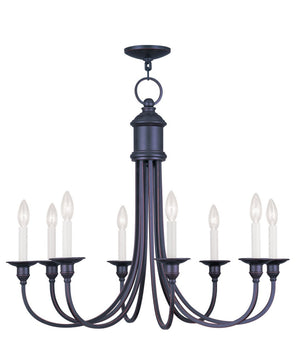 HomeRoots Bronze Eight-Light Dimmable Chandelier – Elegant Cylinder Design for Dining Rooms & Living Spaces 687713