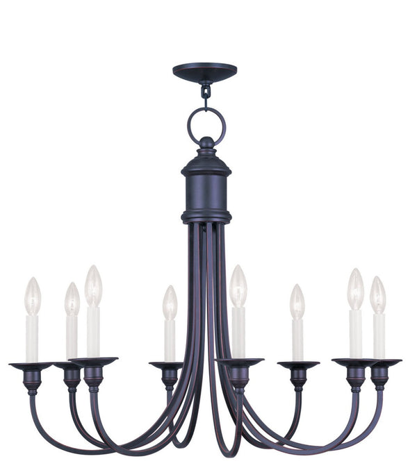 HomeRoots Bronze Eight-Light Dimmable Chandelier – Elegant Cylinder Design for Dining Rooms & Living Spaces 687713
