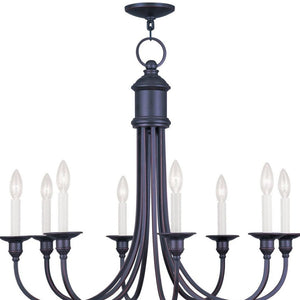 HomeRoots Bronze Eight-Light Dimmable Chandelier – Elegant Cylinder Design for Dining Rooms & Living Spaces 687713