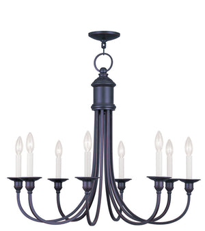 HomeRoots Bronze Eight-Light Dimmable Chandelier – Elegant Cylinder Design for Dining Rooms & Living Spaces 687713
