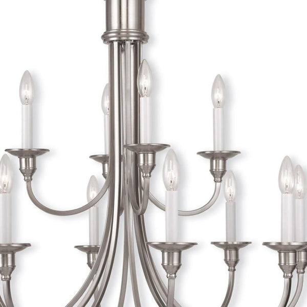 HomeRoots Twelve Light Dimmable Chandelier with Cylindrical Shades - Modern Elegance for Any Room Decor 687715