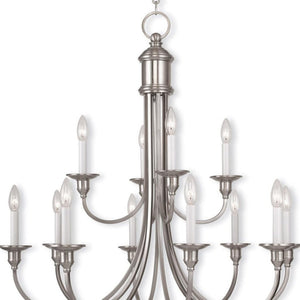 HomeRoots Twelve Light Dimmable Chandelier with Cylindrical Shades - Modern Elegance for Any Room Decor 687715
