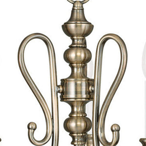 HomeRoots Antiqued Brass Three-Light Dimmable Chandelier with Cylindrical Shades for Modern Elegance & Warmth 687716