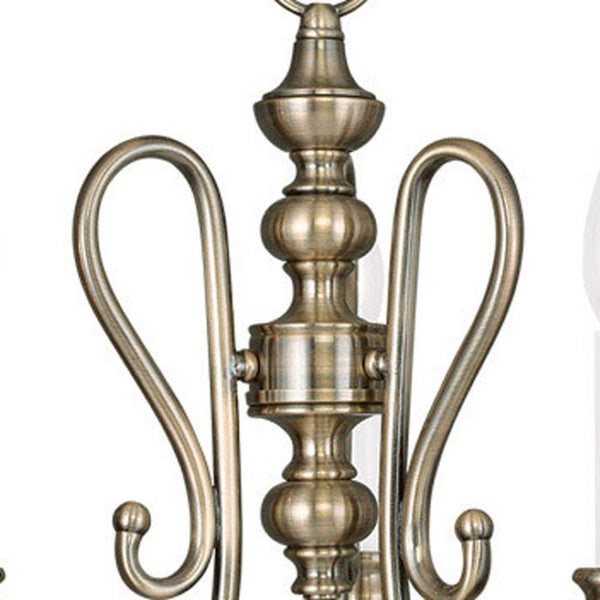 HomeRoots Antiqued Brass Three-Light Dimmable Chandelier with Cylindrical Shades for Modern Elegance & Warmth 687716