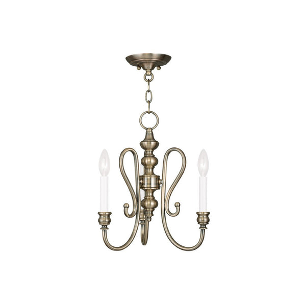 HomeRoots Antiqued Brass Three-Light Dimmable Chandelier with Cylindrical Shades for Modern Elegance & Warmth 687716