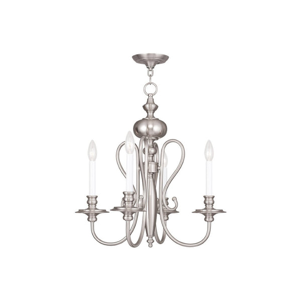 HomeRoots Four Light Dimmable Chandelier - Modern Steel Design for Ambient Illumination in Any Space 687717