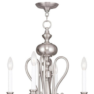HomeRoots Four Light Dimmable Chandelier - Modern Steel Design for Ambient Illumination in Any Space 687717