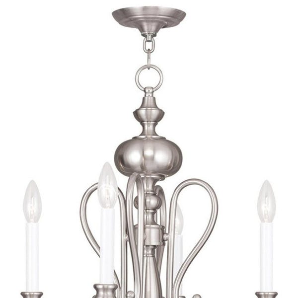 HomeRoots Four Light Dimmable Chandelier - Modern Steel Design for Ambient Illumination in Any Space 687717
