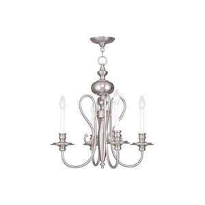 HomeRoots Four Light Dimmable Chandelier - Modern Steel Design for Ambient Illumination in Any Space 687717