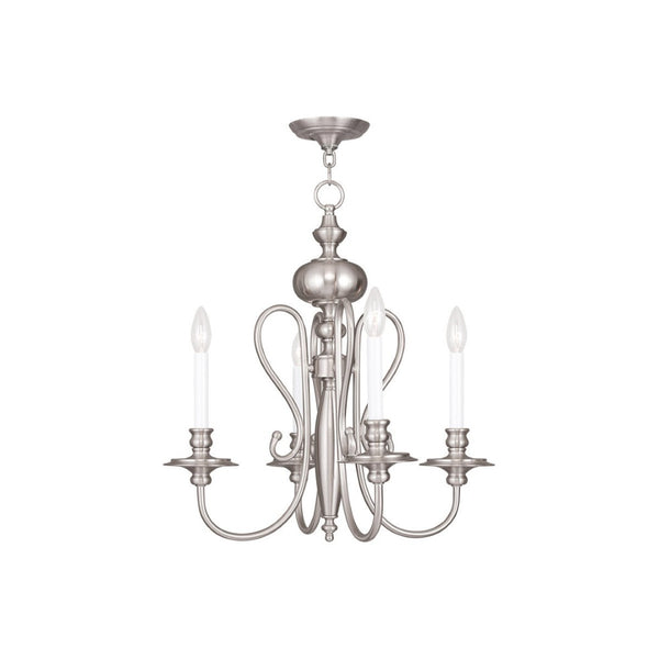 HomeRoots Four Light Dimmable Chandelier - Modern Steel Design for Ambient Illumination in Any Space 687717