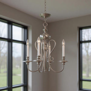HomeRoots Four Light Dimmable Chandelier - Modern Steel Design for Ambient Illumination in Any Space 687717