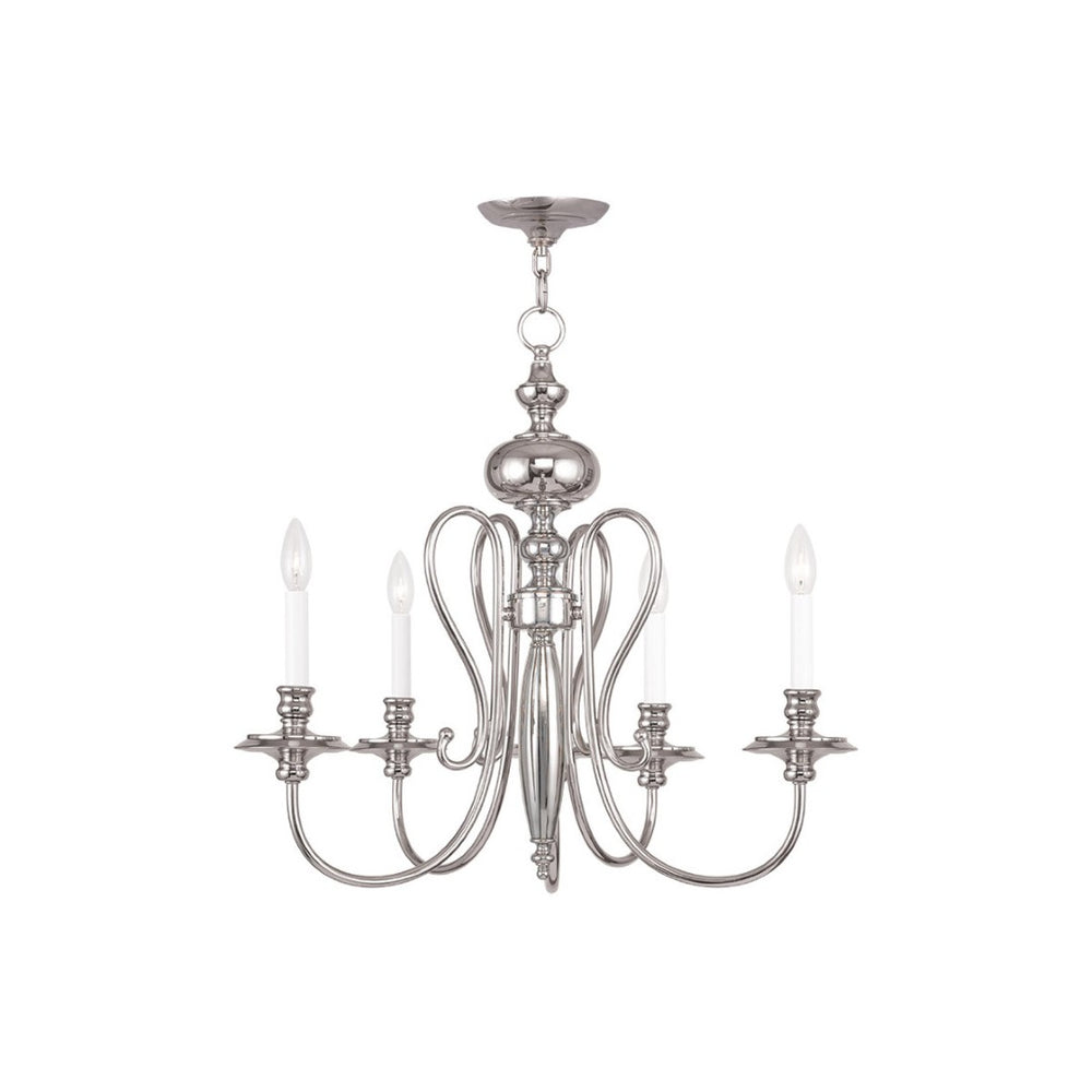 HomeRoots Nickel Modern Five-Light Dimmable Chandelier with Soft Drum Shades for Stylish Home Illumination 687718