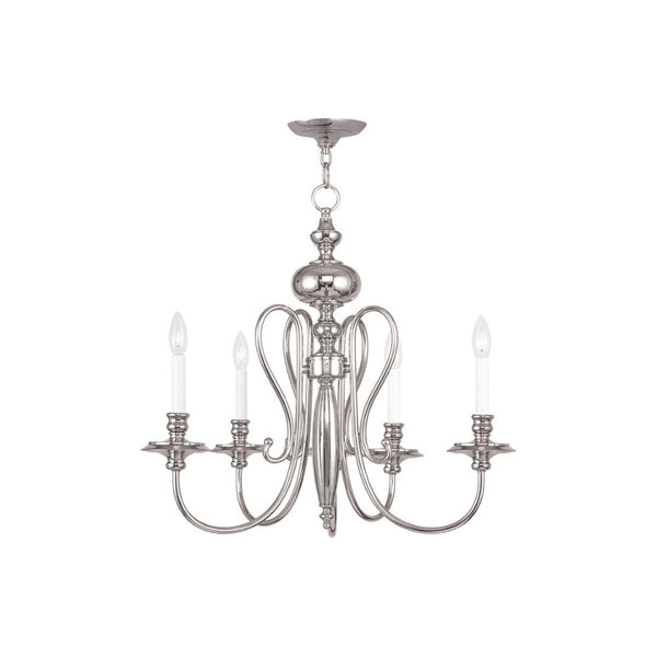 HomeRoots Nickel Modern Five-Light Dimmable Chandelier with Soft Drum Shades for Stylish Home Illumination 687718