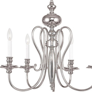 HomeRoots Nickel Modern Five-Light Dimmable Chandelier with Soft Drum Shades for Stylish Home Illumination 687718