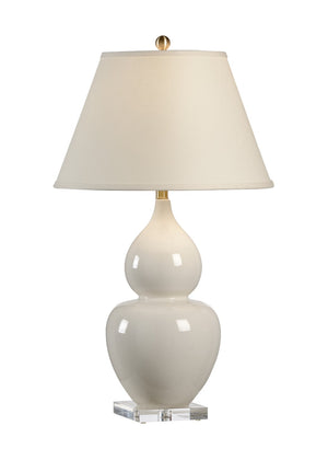 Chelsea House Fulton Double-Gourd Vase Lamp In Cream Crackle Glaze With Acrylic Base & Antique Brass Accents, 31.5" 68772