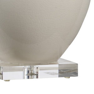Chelsea House Fulton Double-Gourd Vase Lamp In Cream Crackle Glaze With Acrylic Base & Antique Brass Accents, 31.5" 68772