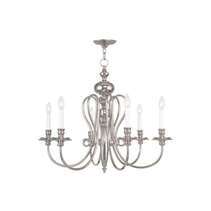 HomeRoots Nickel Elegant Six-Light Dimmable Chandelier with Stylish Cylinder Shades for Modern Interiors 687720