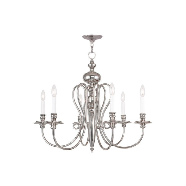 HomeRoots Nickel Elegant Six-Light Dimmable Chandelier with Stylish Cylinder Shades for Modern Interiors 687720