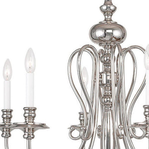 HomeRoots Nickel Elegant Six-Light Dimmable Chandelier with Stylish Cylinder Shades for Modern Interiors 687720