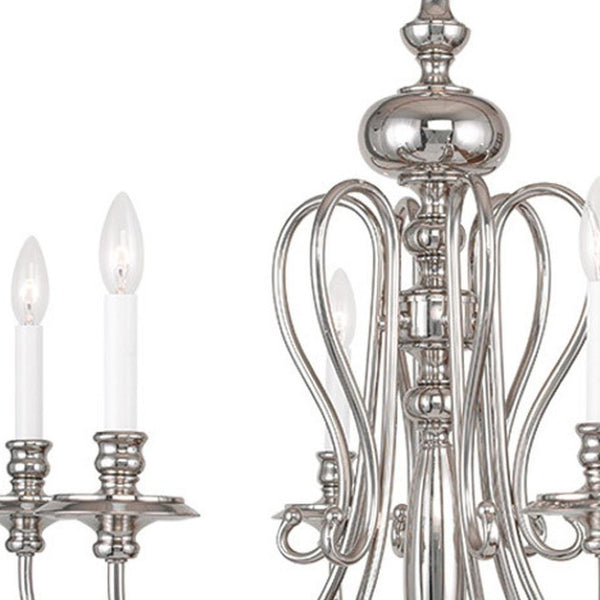 HomeRoots Nickel Elegant Six-Light Dimmable Chandelier with Stylish Cylinder Shades for Modern Interiors 687720
