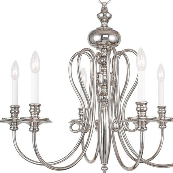 HomeRoots Nickel Elegant Six-Light Dimmable Chandelier with Stylish Cylinder Shades for Modern Interiors 687720