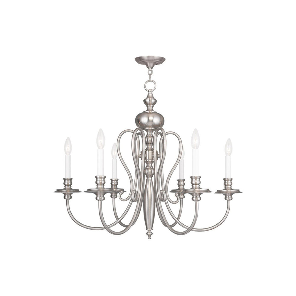 HomeRoots Six Light Dimmable Chandelier – Elegant Cylinder Shades for Modern Spaces, Versatile Installation Options 687721