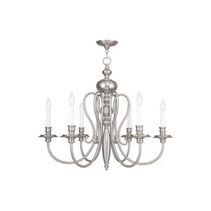 HomeRoots Six Light Dimmable Chandelier – Elegant Cylinder Shades for Modern Spaces, Versatile Installation Options 687721