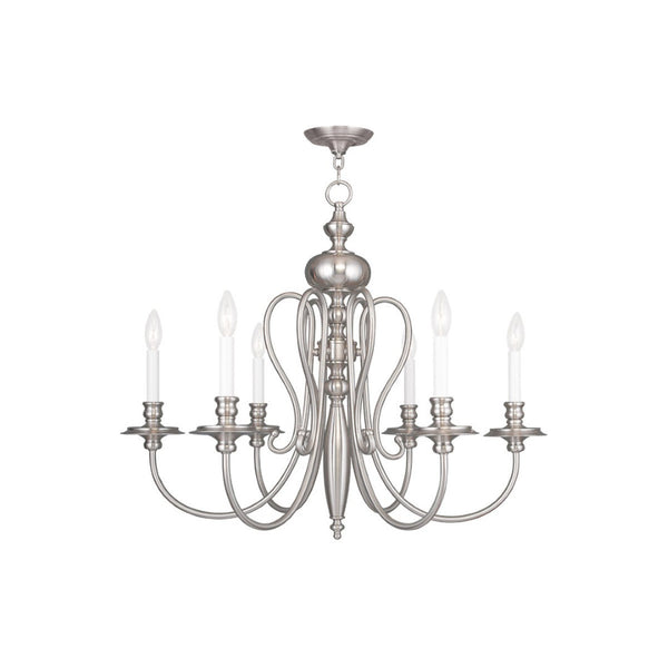 HomeRoots Six Light Dimmable Chandelier – Elegant Cylinder Shades for Modern Spaces, Versatile Installation Options 687721