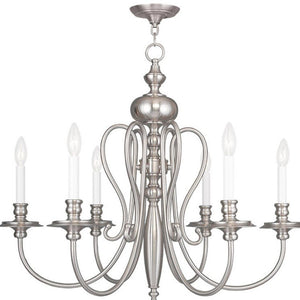 HomeRoots Six Light Dimmable Chandelier – Elegant Cylinder Shades for Modern Spaces, Versatile Installation Options 687721