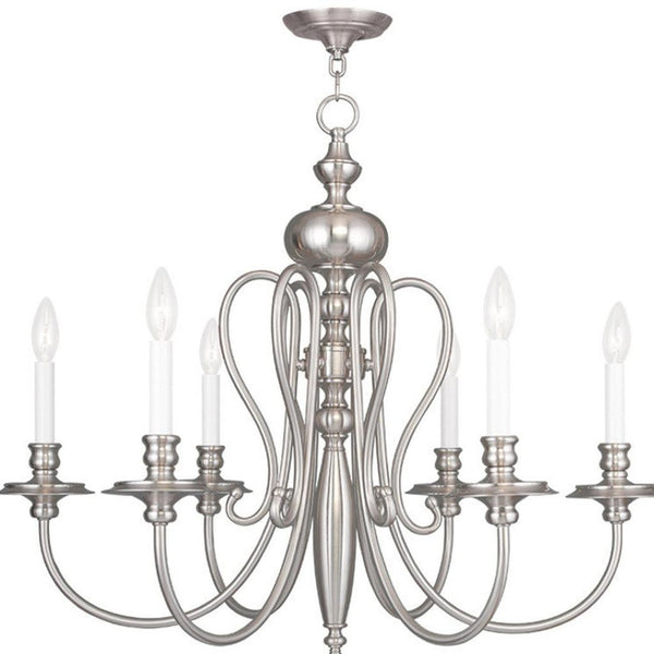 HomeRoots Six Light Dimmable Chandelier – Elegant Cylinder Shades for Modern Spaces, Versatile Installation Options 687721