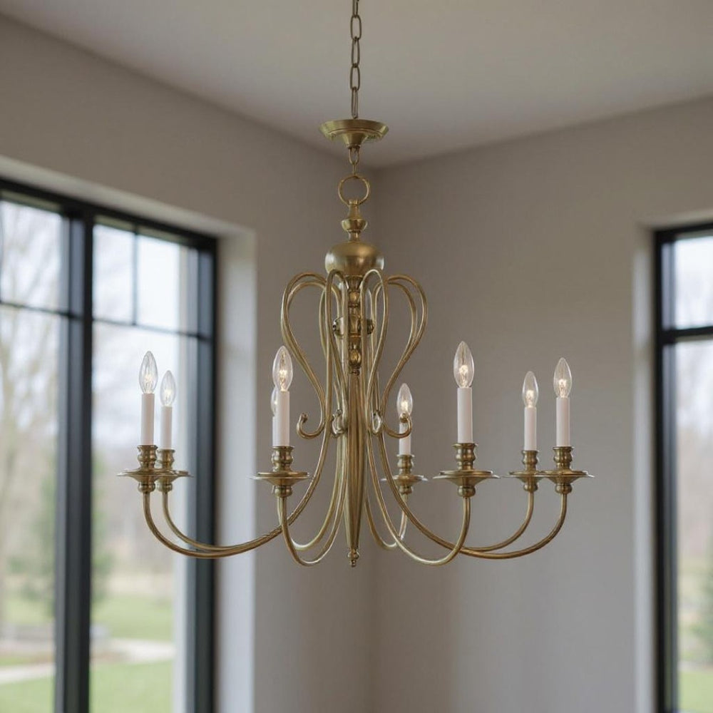HomeRoots Eight Light Dimmable Chandelier - Modern Cylinder Design with Steel Shades for Elegant Ambiance 687722