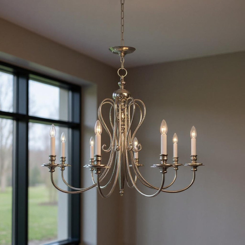 HomeRoots Eight Light Dimmable Chandelier - Modern Cylinder Design, Perfect for Dining & Entryway Illumination 687723