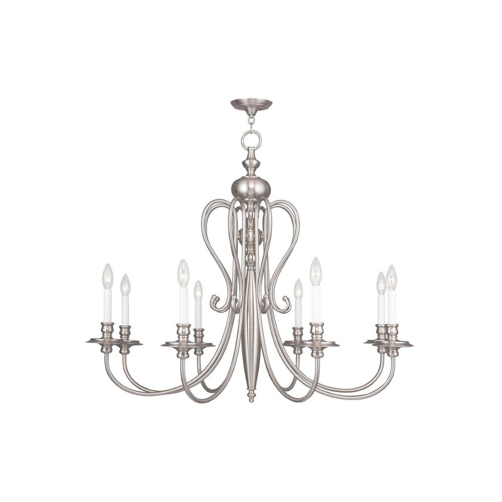 HomeRoots Eight Light Dimmable Chandelier - Modern Cylindrical Shades, Adjustable Ambiance for Any Room 687724