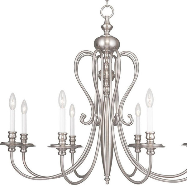 HomeRoots Eight Light Dimmable Chandelier - Modern Cylindrical Shades, Adjustable Ambiance for Any Room 687724