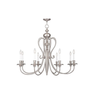 HomeRoots Eight Light Dimmable Chandelier - Modern Cylindrical Shades, Adjustable Ambiance for Any Room 687724