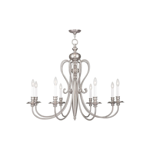 HomeRoots Eight Light Dimmable Chandelier - Modern Cylindrical Shades, Adjustable Ambiance for Any Room 687724